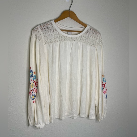 Arizona Jean Co Girls Knit Embroidered Sweater Top. Off White. 18-1/2 P… - Picture 1 of 7